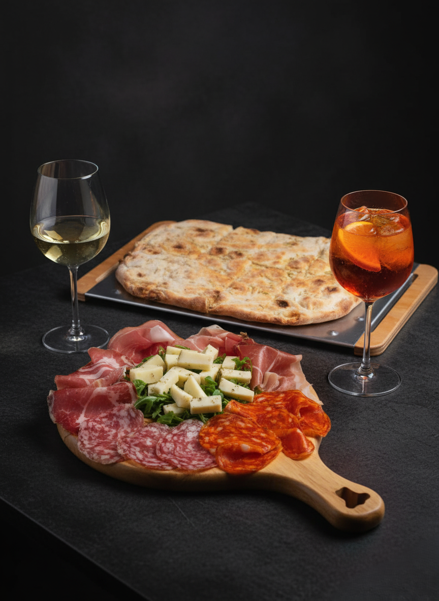 GranTagliere, focaccia e calici